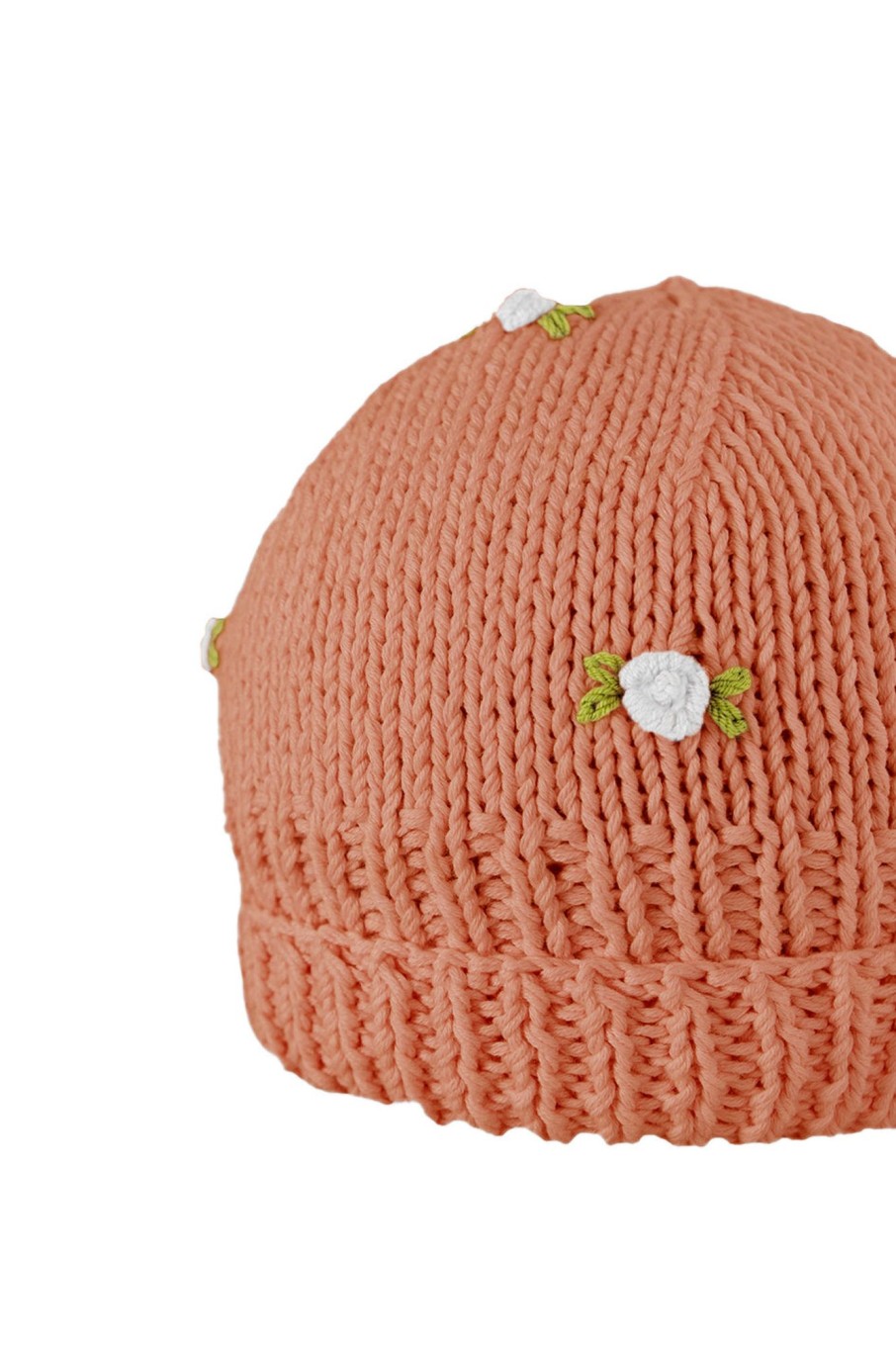 Women Fanm Mon | Winter Bloom White Rose Cotton Beanie Hat