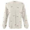 Women Fanm Mon | Winter Bloom Pink Rose Wool Cardigan